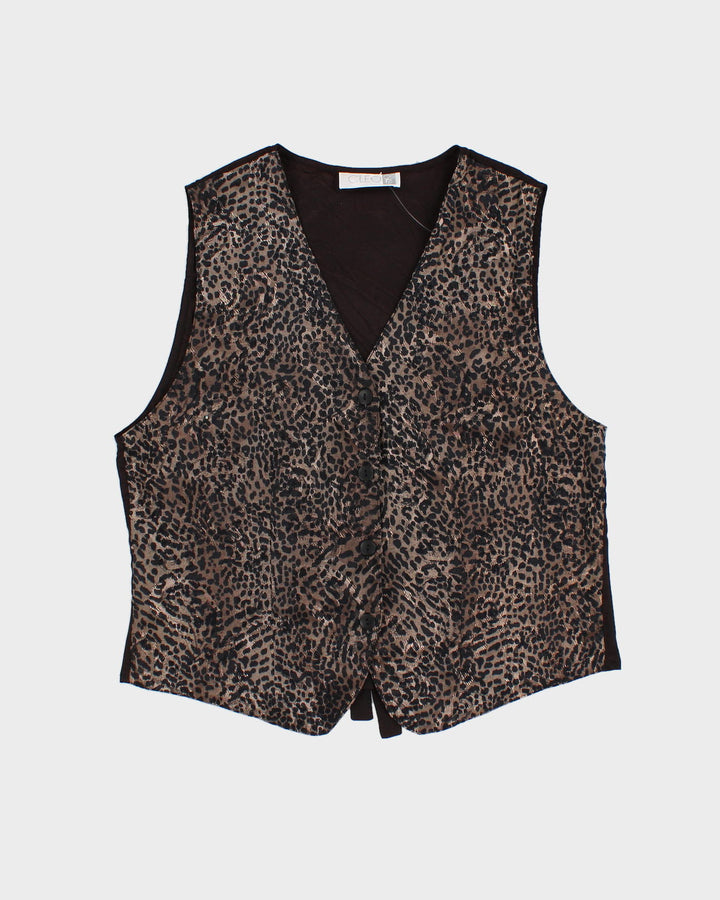 Vintage 80s Cleo Leopard Print Waistcoat - M