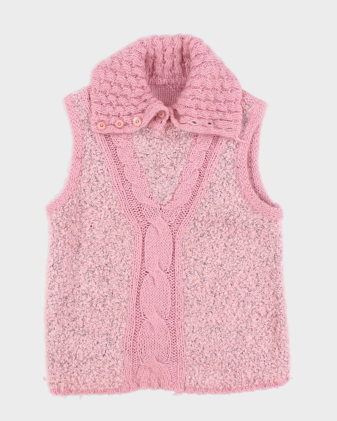 Womens Pink Chunky Knit Vest - S