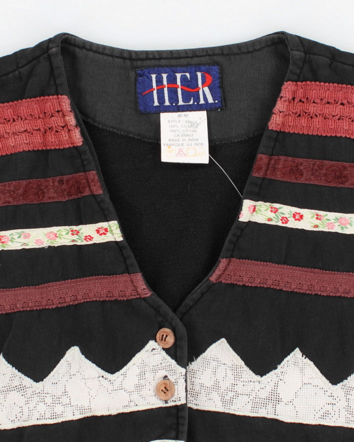 Women's Vintage 80s H.E.R Embroidered Vest - M