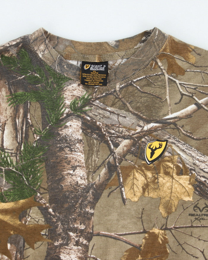 Y2k 00s Realtree Camouflage n Long Sleeve T-shirt - Youth XL