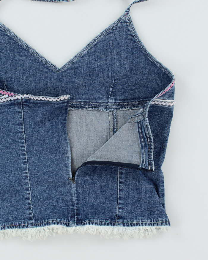 Vintage Y2k 00s Guess Denim Halter Neck Top - S