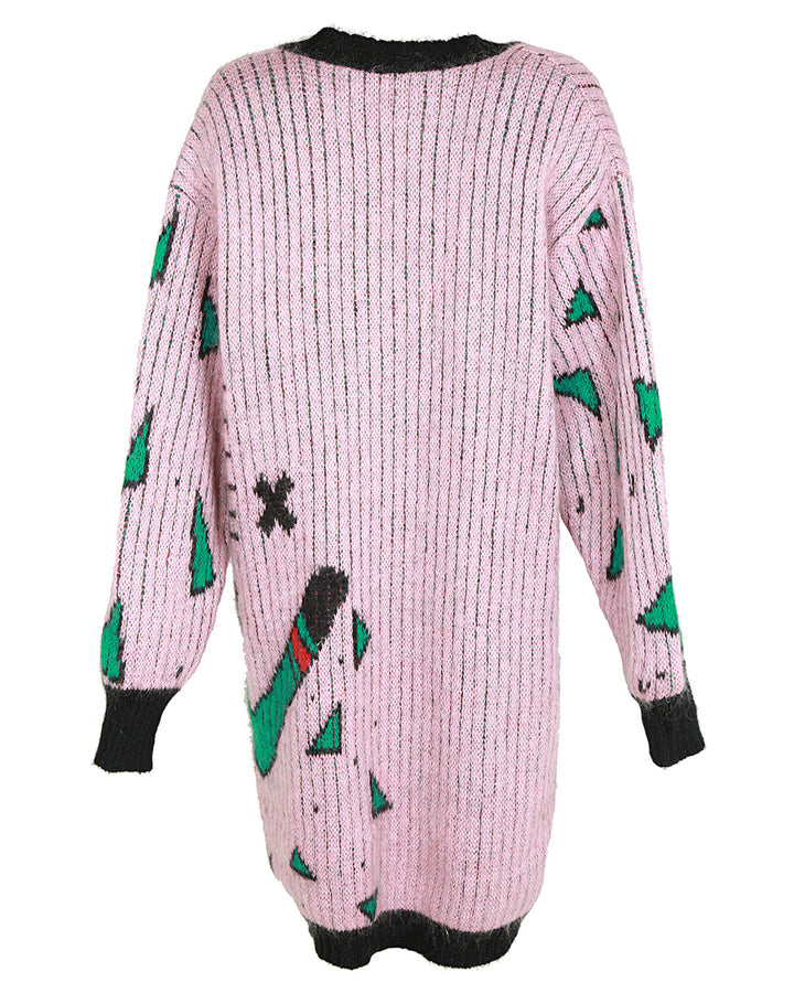 80s Tavlos Pink Mohair Jumper Dress - L