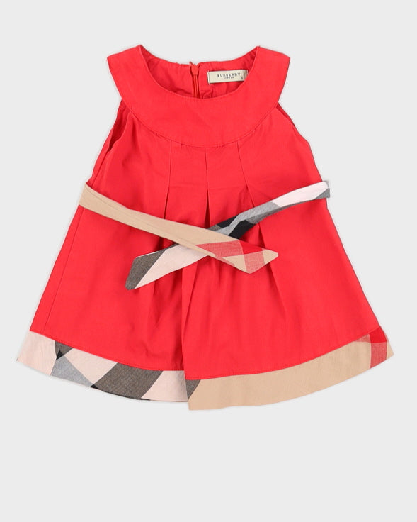 Infant's Bright Pink Burberry Dress with Tie Rokit Infant's Bright Pink Burberry Dress with Tie Rokit