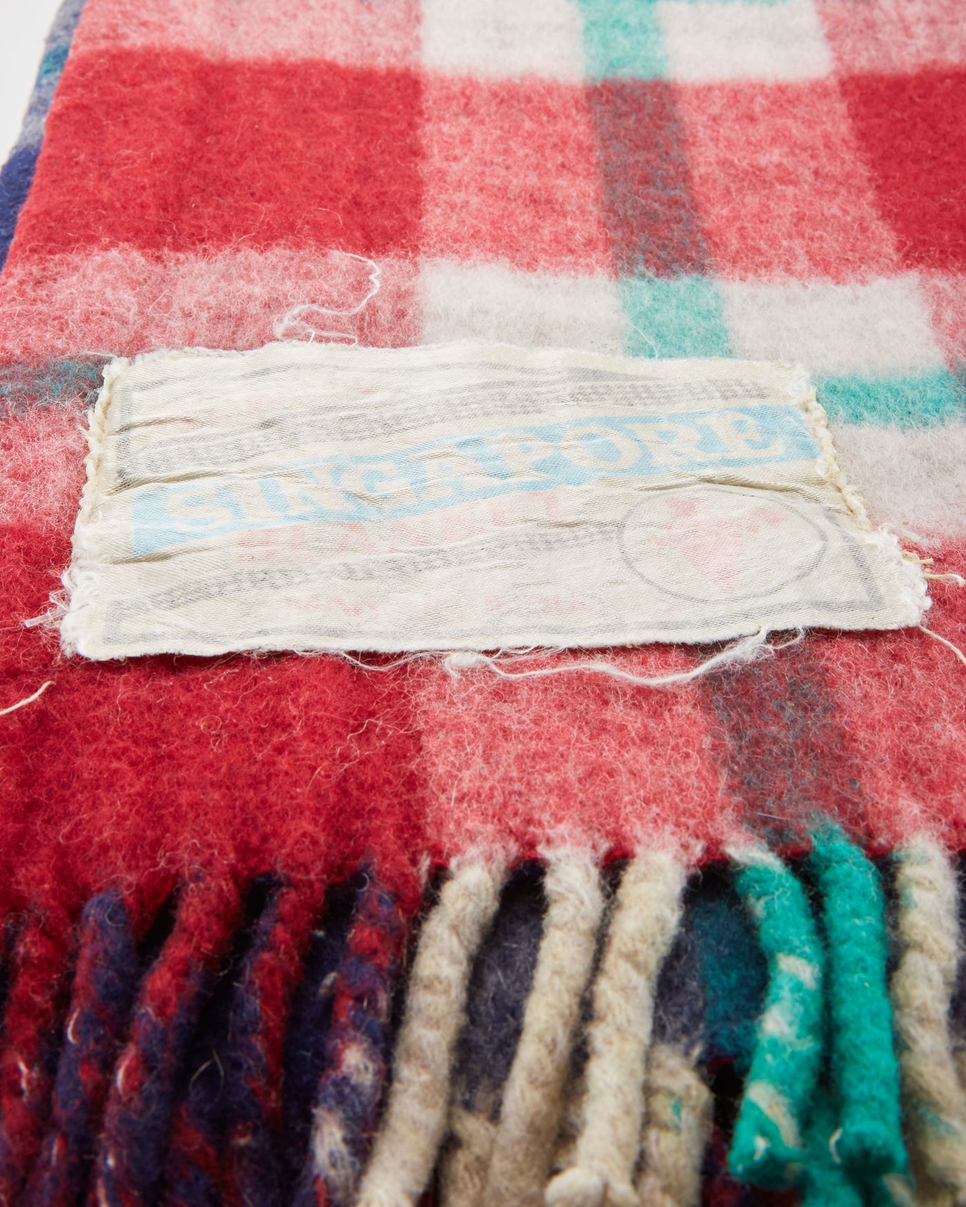 Vintage 1980s Red And Blue Wool Blanket