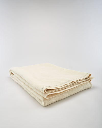 Vintage 1950s Cream Woven Wool Blanket