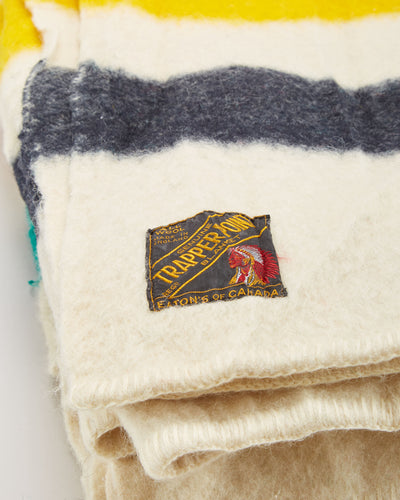 Vintage 1950s Trapper Point Cream 4 Point Wool Blanket