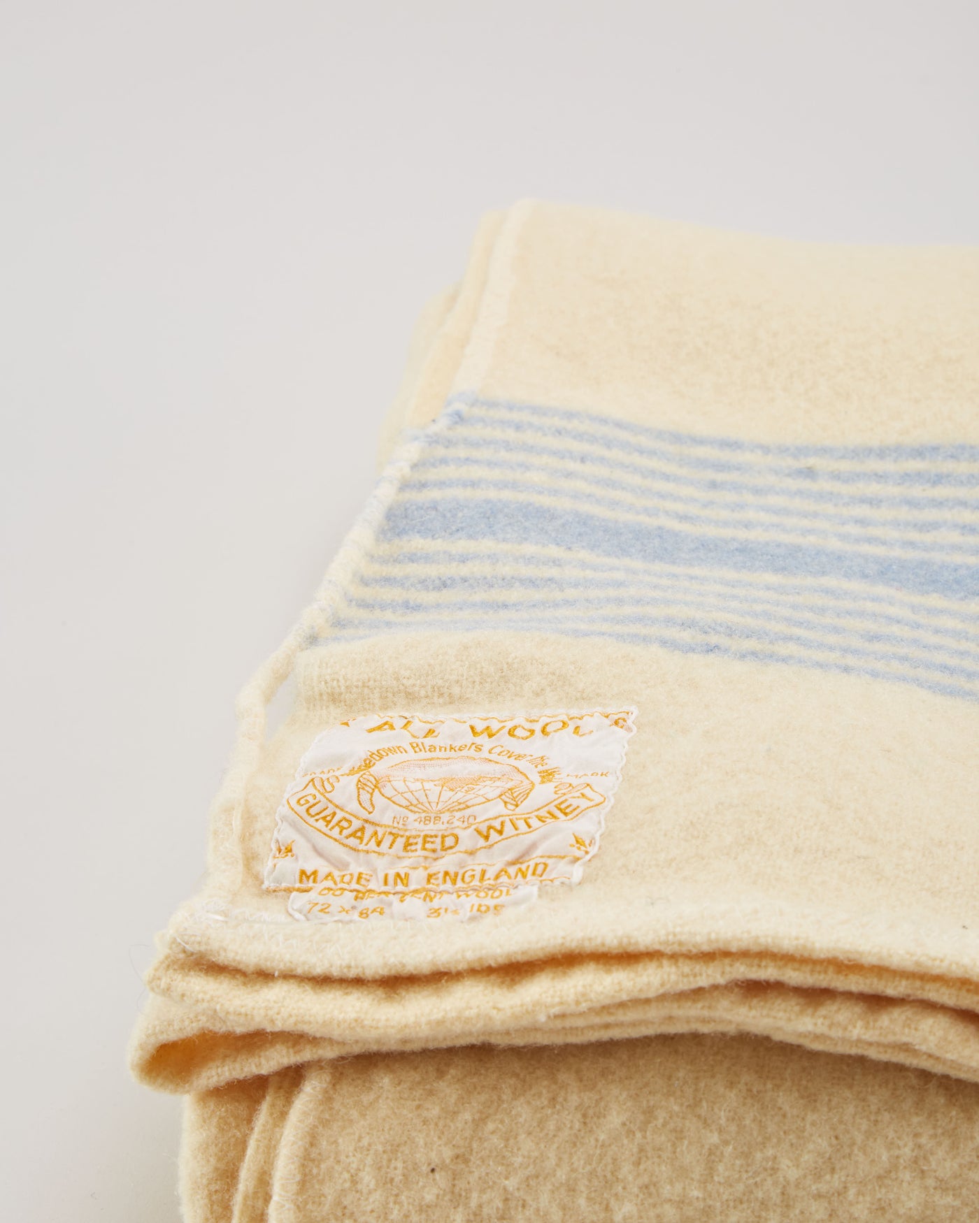 Vintage 1940-50s Witney Cream Wool Blanket