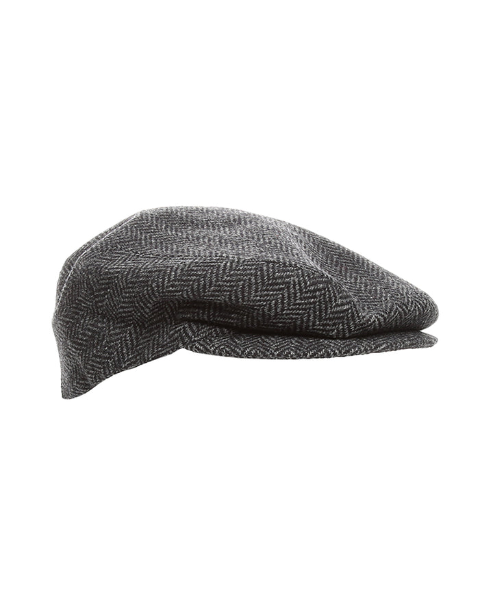 Bailey Of Hollywood Black and Grey herringbone wool Flatcap - S