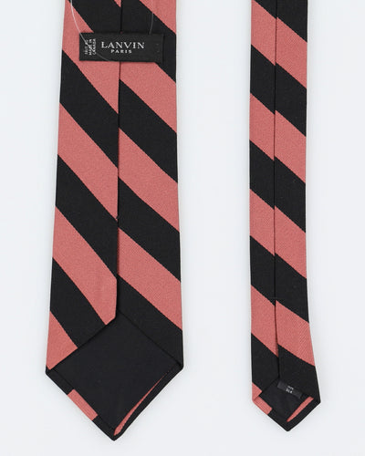 Lanvin Black And Pink Silk Tie