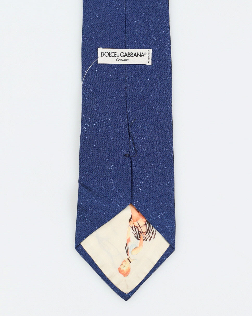 Vintage Men's Sparkling Blue Dolce & Gabbana Cravatte