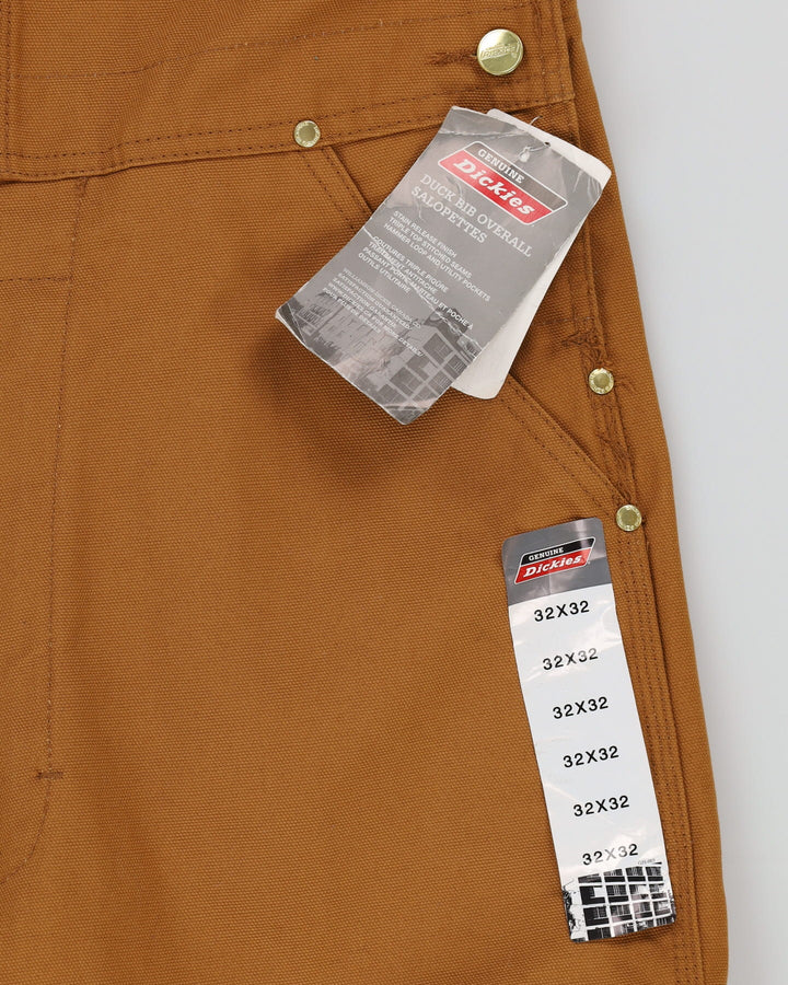 Deadstock With Tags Vintage 90s Dickies Beige Denim Dungarees - W32 L34