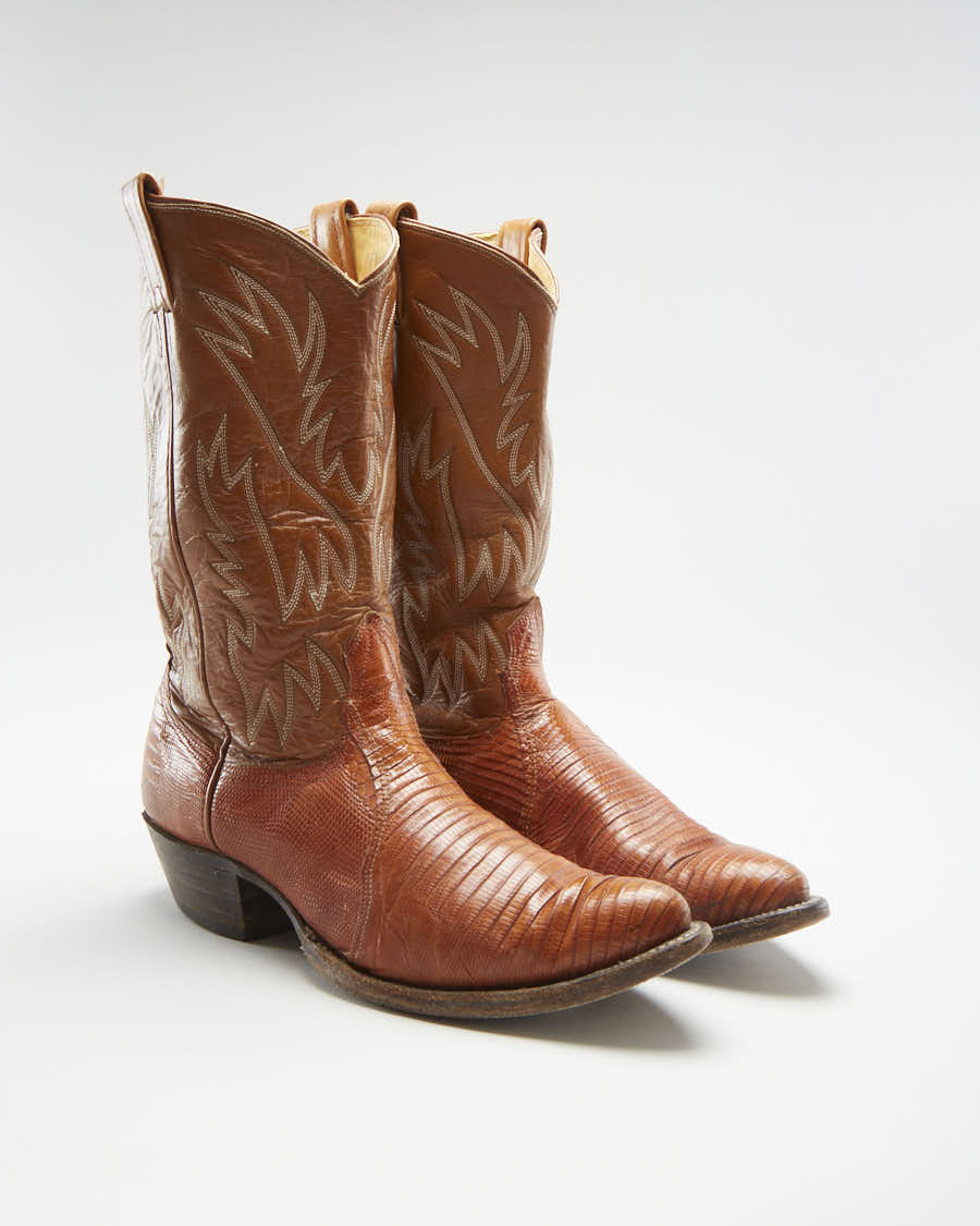 Vintage 80s Nocona Boots Brown Cowboy Boots Mens UK 9.5 Rokit