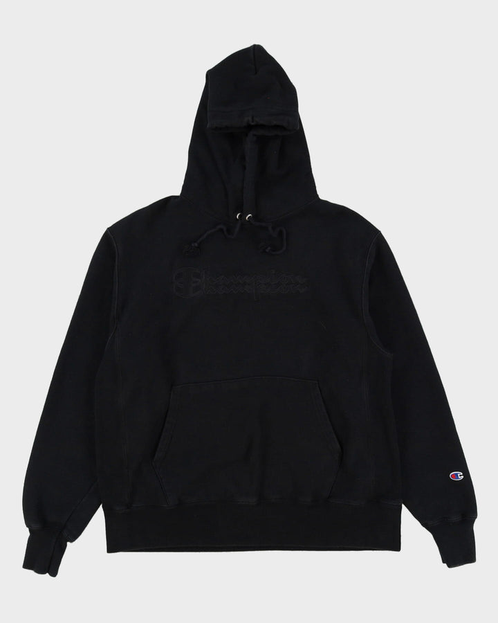 Champion Black Reverse Weave Embroidered Hoodie - L