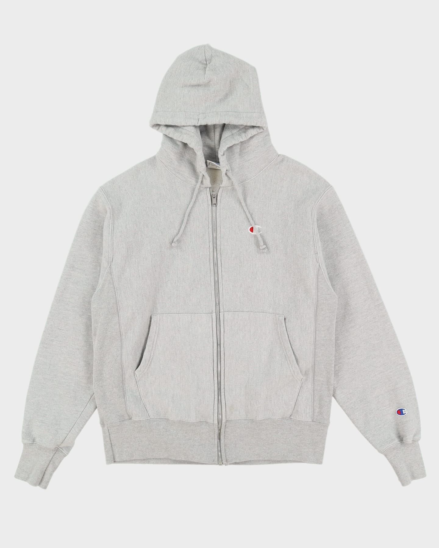 Vintage Champion Reverse Weave Grey Logo Full-Zip Hoodie - M – Rokit Vintage Champion Reverse Weave Grey Logo Full-Zip Hoodie - M – Rokit