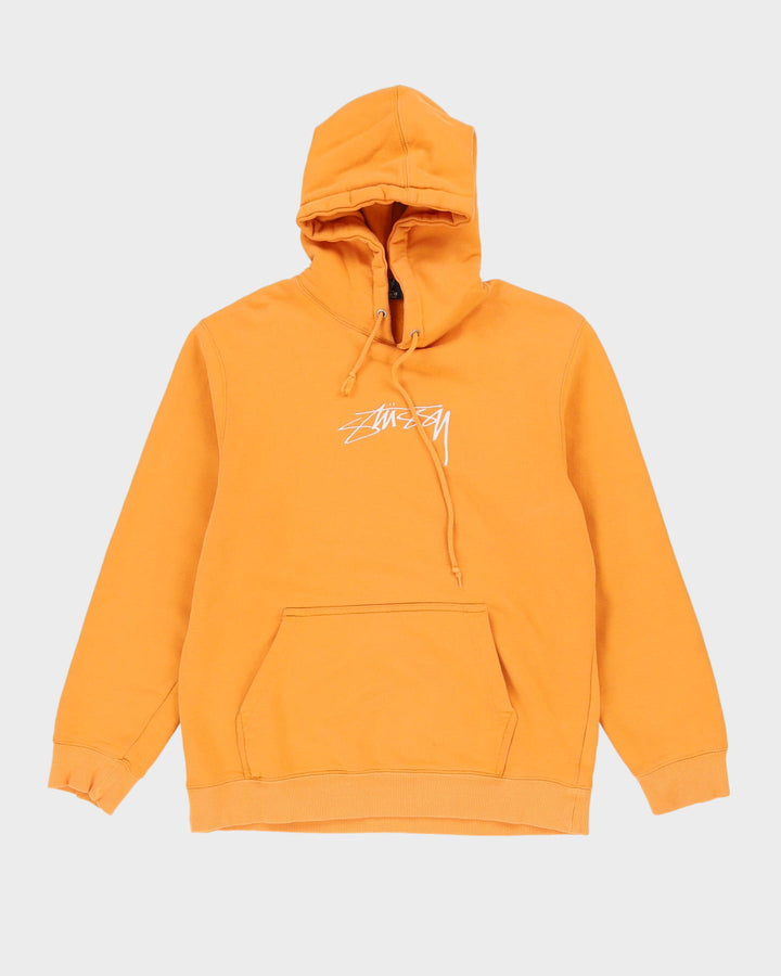 Stussy Orange Embroidered Logo Hoodie - M