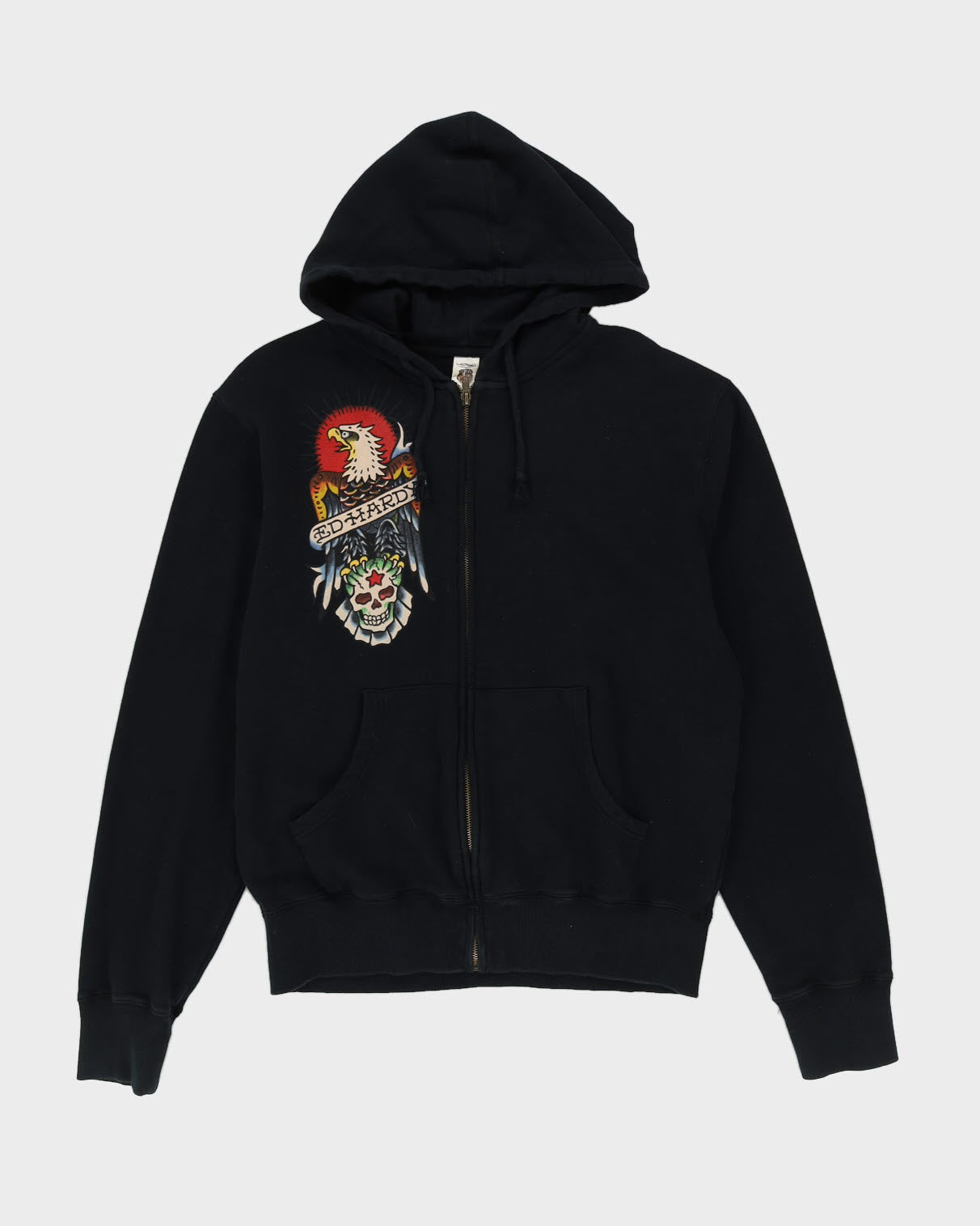 00s Y2K Ed Hardy Black Zip-Up Hoodie - L – Rokit