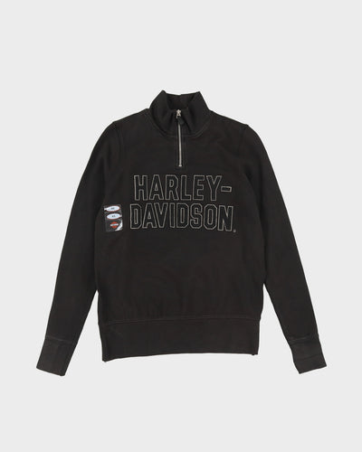 Harley Davidson Black Quarter Zip Sweatshirt Deadstock With Tags - XS