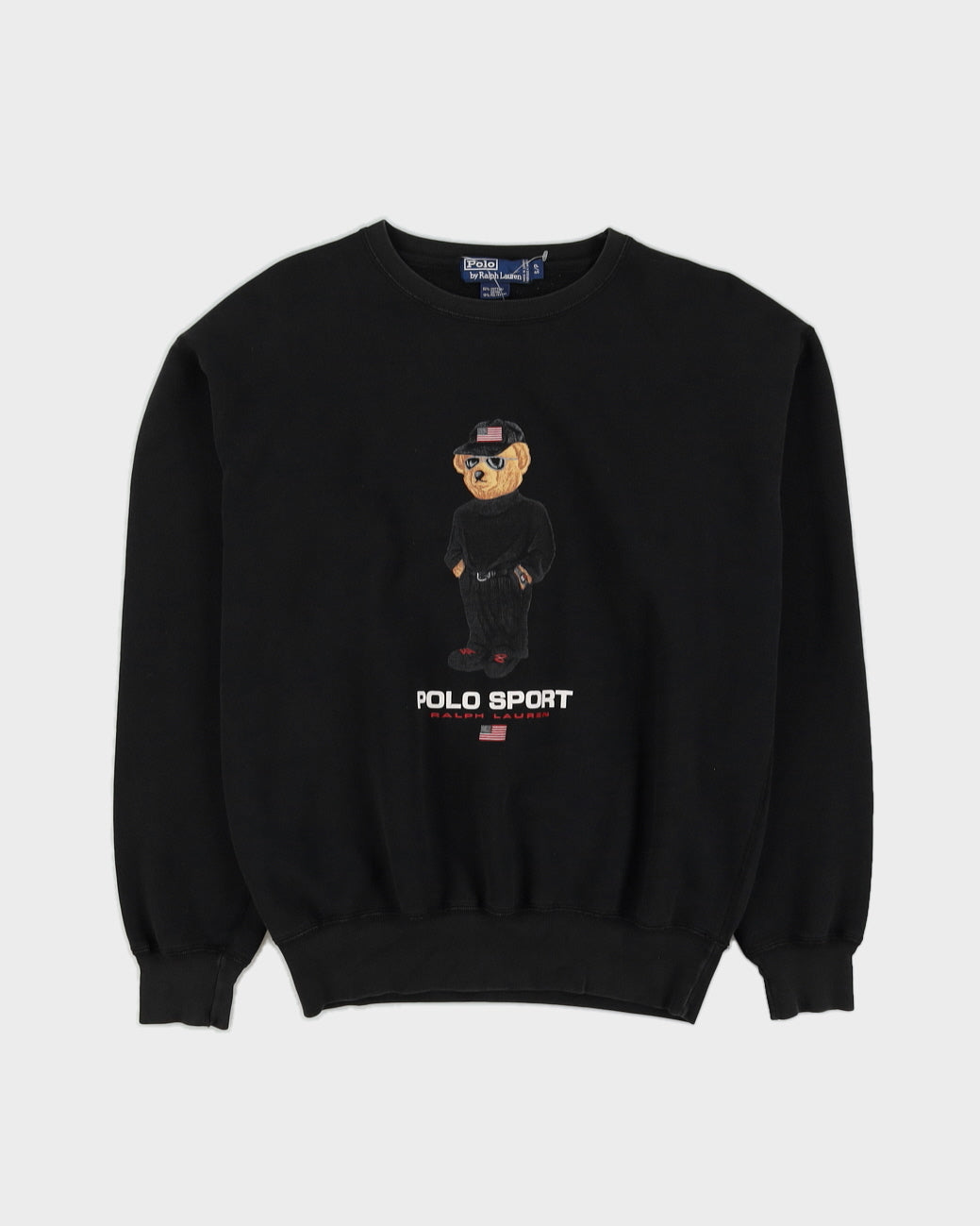 Vintage 90s Ralph Lauren Black Bear Polo Bear Sweatshirt S