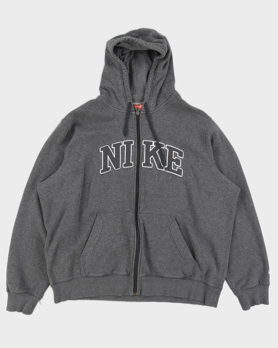 00s Y2K Nike Embroidered Logo Grey Zip Up Hoodie - XXL – Rokit