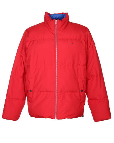 Tommy Hilfiger Red and Blue Puffa Jacket - M