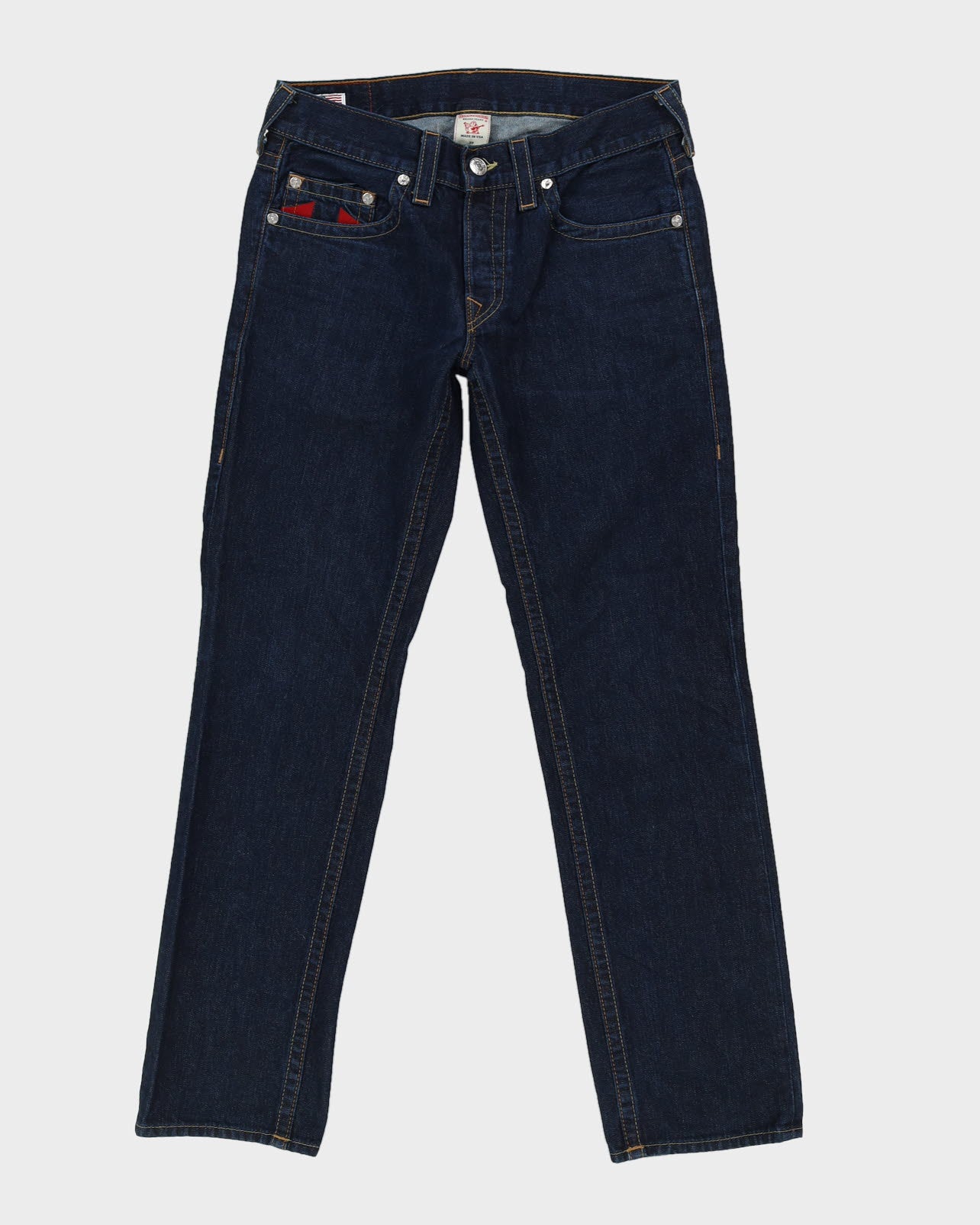 00s Y2K True Religion Dark Washed With Red Embroidery Jeans - W34 