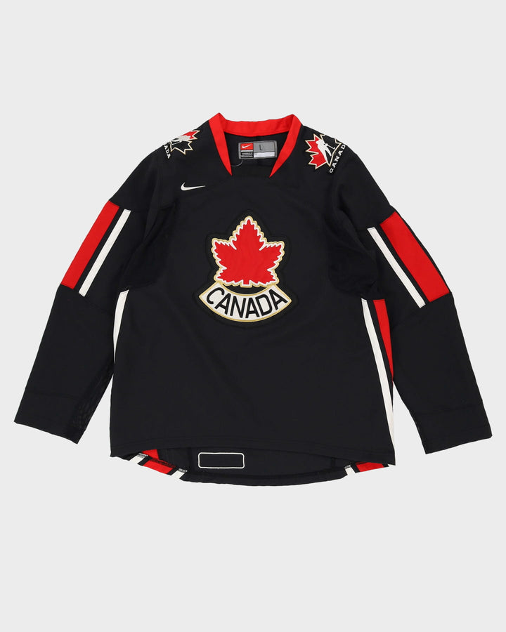 00s Nike Canada National Team Black Ice Hockey Jersey - L