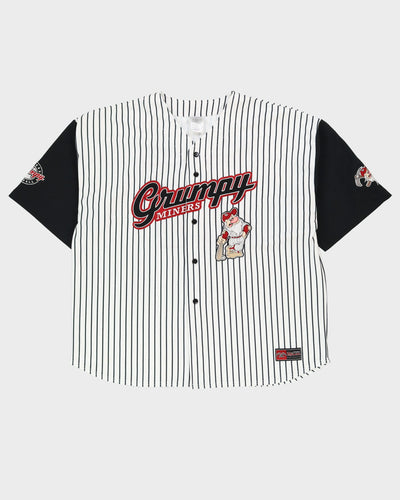 00s Grumpy Miners Disney Pinstripe White / Black Baseball Jersey - XXL