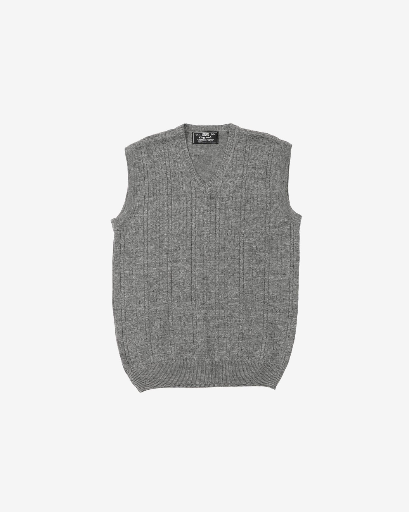 Vintage 80s Grey Patterned Sleeveless Sweater Vest - L