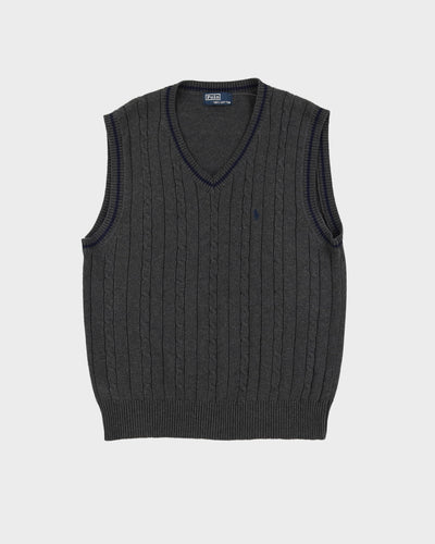 Y2K Polo Grey Knitted Tank Top - M