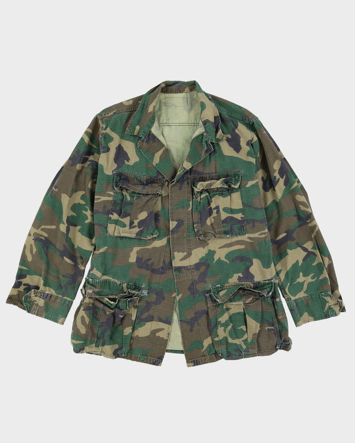 70s Vintage US Military Woodland Camo Combat Coat - M