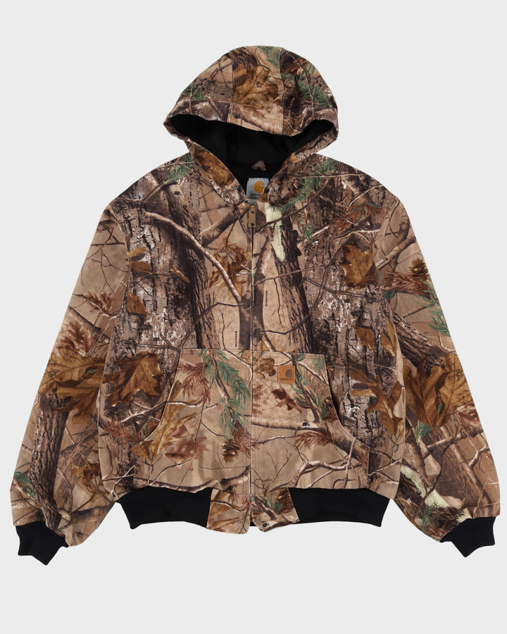 Vintage 90s Carhartt Woodland Camouflage Workwear / Chore Jacket - L