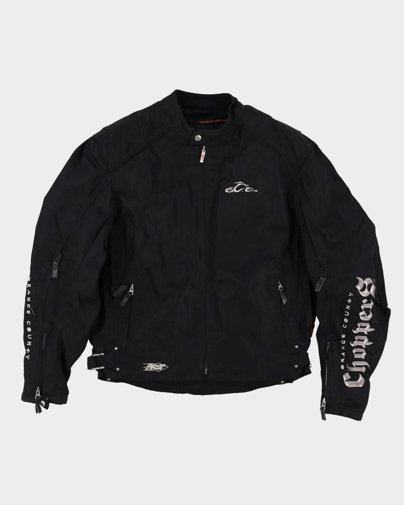 Vintage 90s Power Strip Black Biker Jacket - M