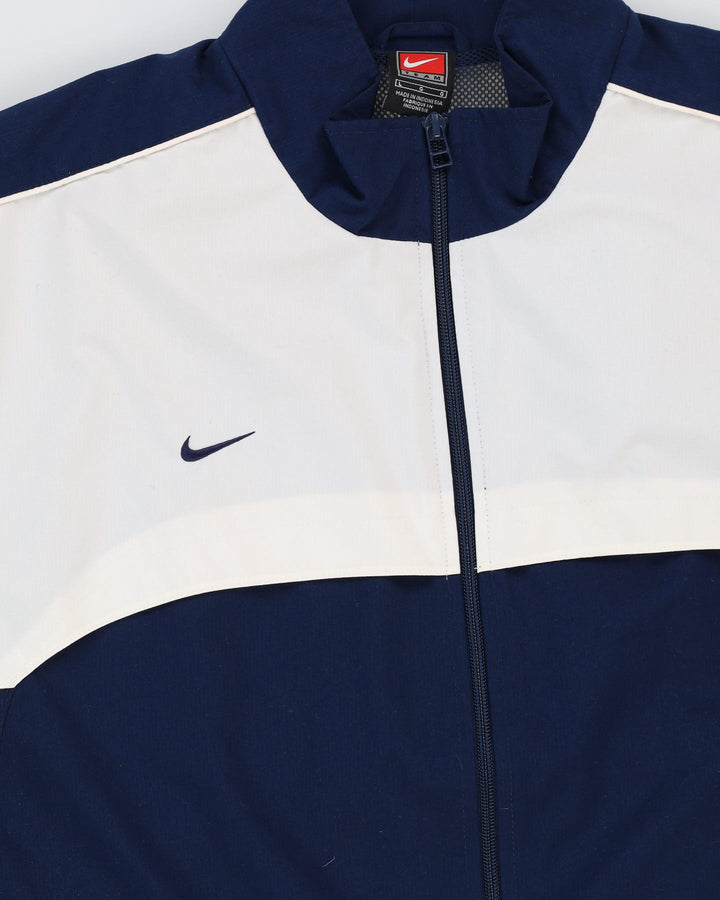 Vintage 90s Nike Navy / White Full Zip Oversized Windbreaker Jacket - L