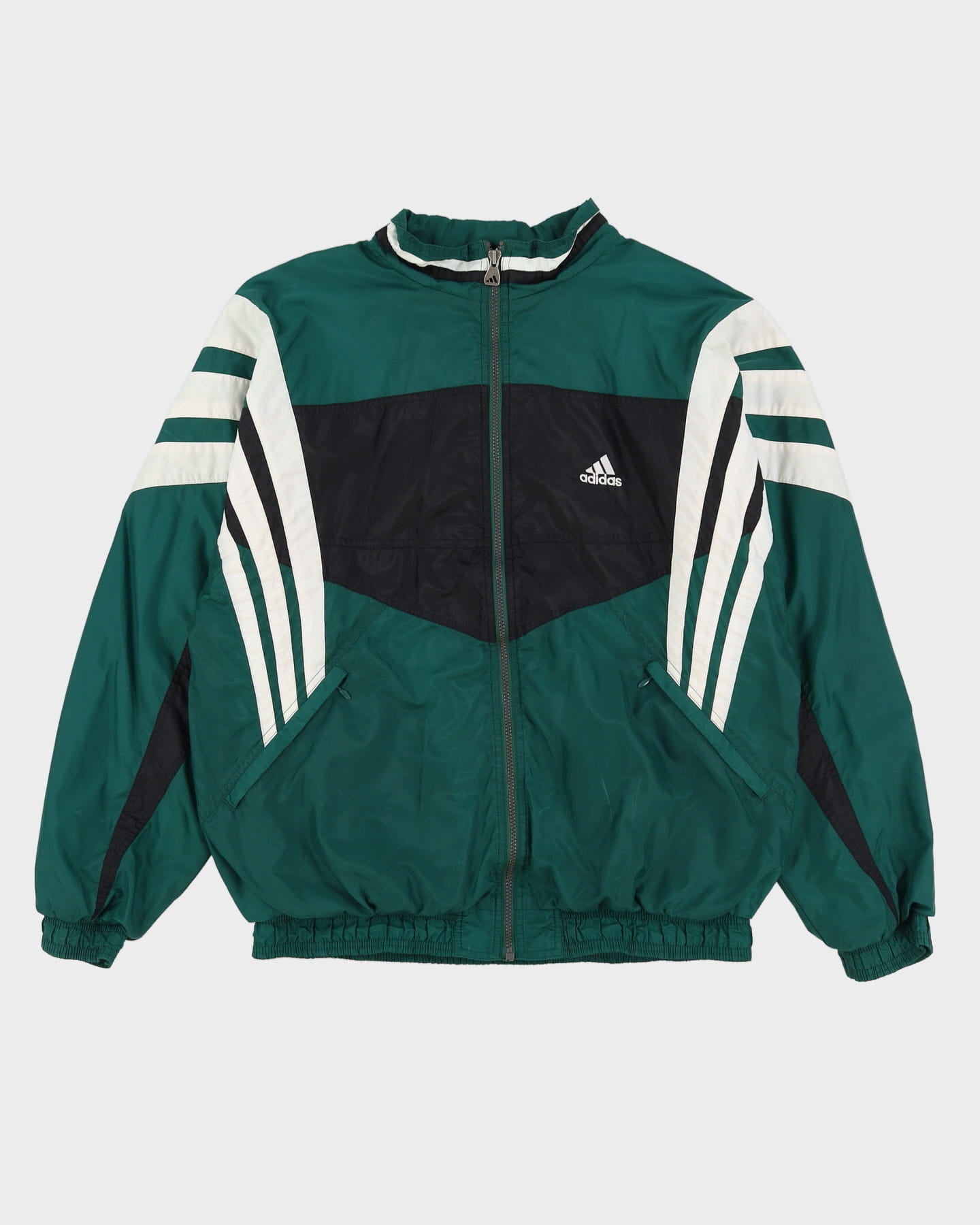 Vintage 90s Adidas Green / Black Windbreaker Shell Jacket - L – Rokit