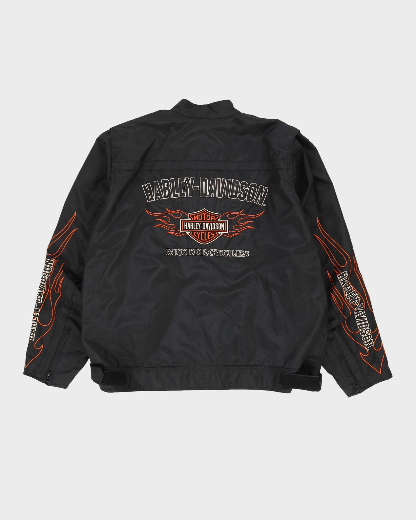 00s Harley Davidson Black Flame Design Biker Jacket -  XXL