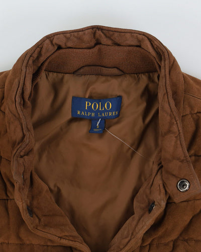Polo Ralph Lauren Quilted Suede Brown Puffer Gilet - L
