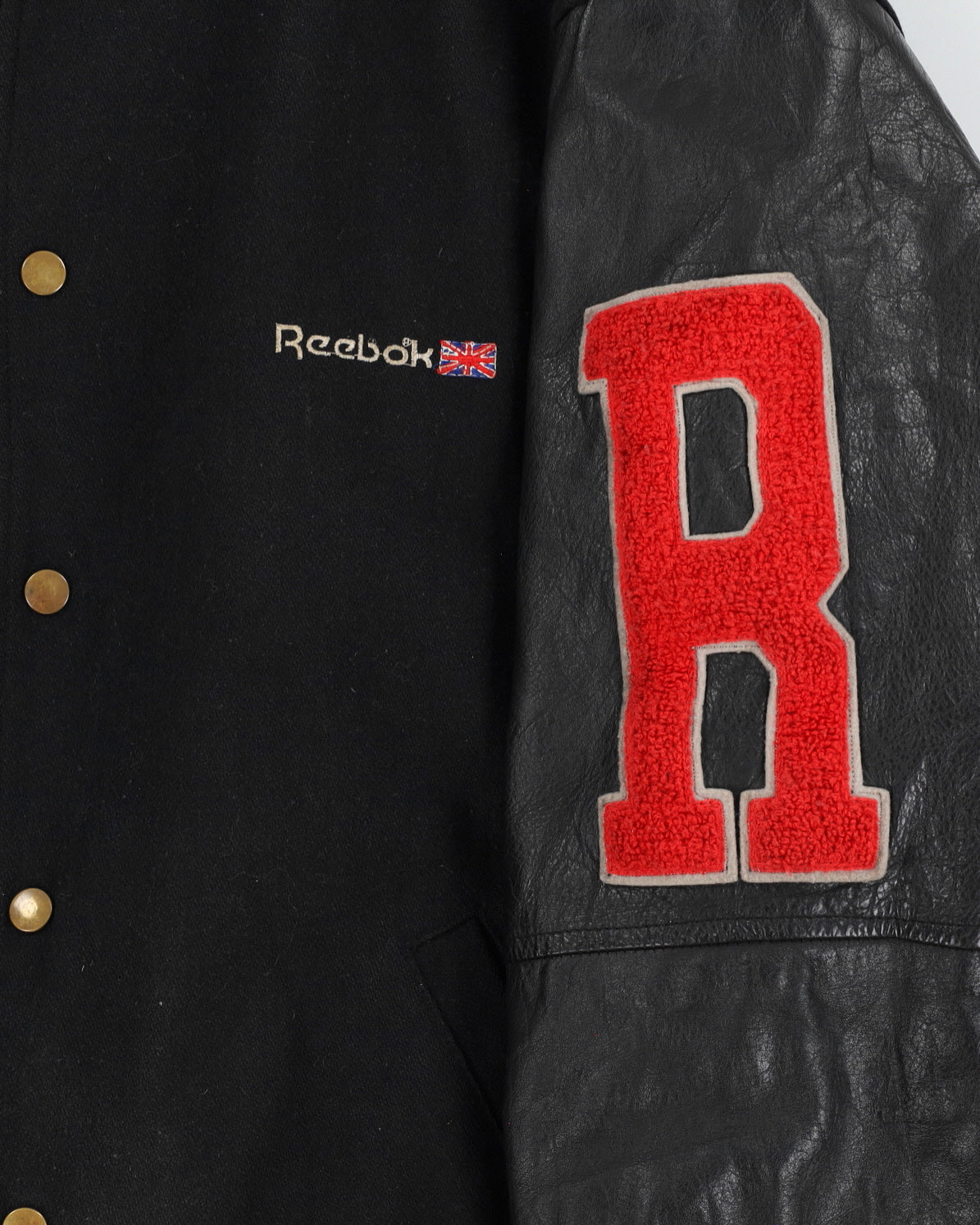 Vintage 90s Reebok Blue Navy Varsity Jacket With Embroidery - L
