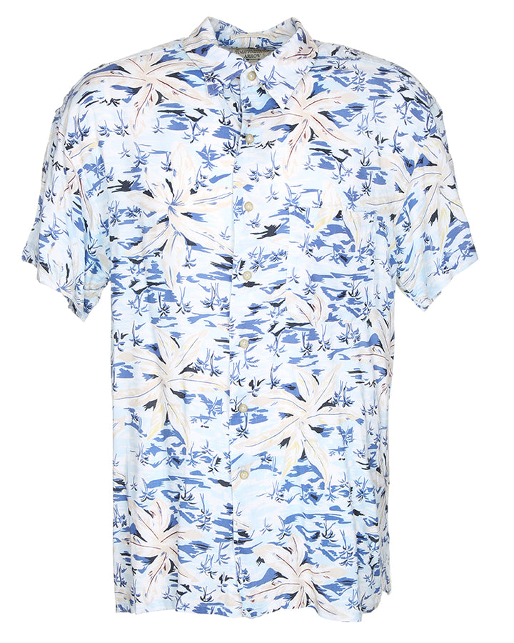 Hawaiian Flower Print Sea Shirt - XL