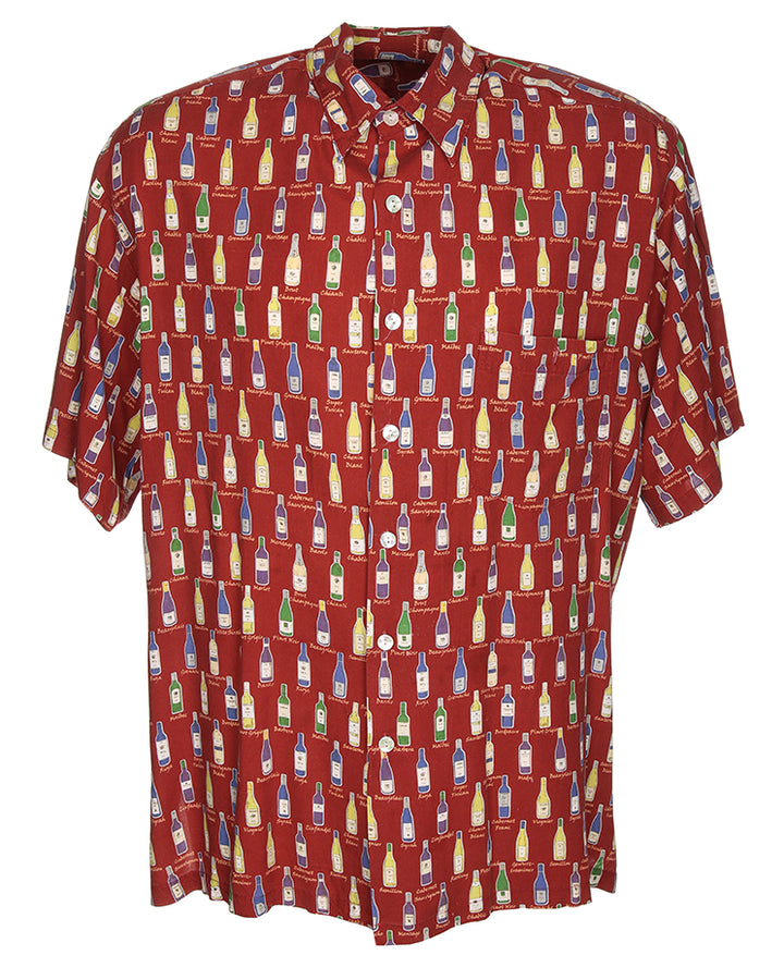Patterned Bottles Drinks Print Shirt - L