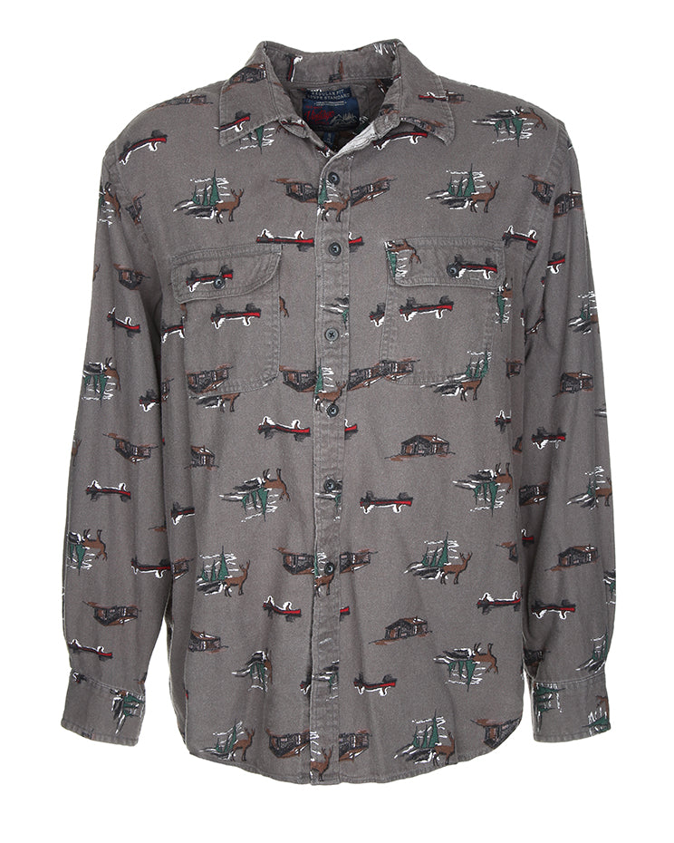 Cabin Life Print Flannel Shirt - XL