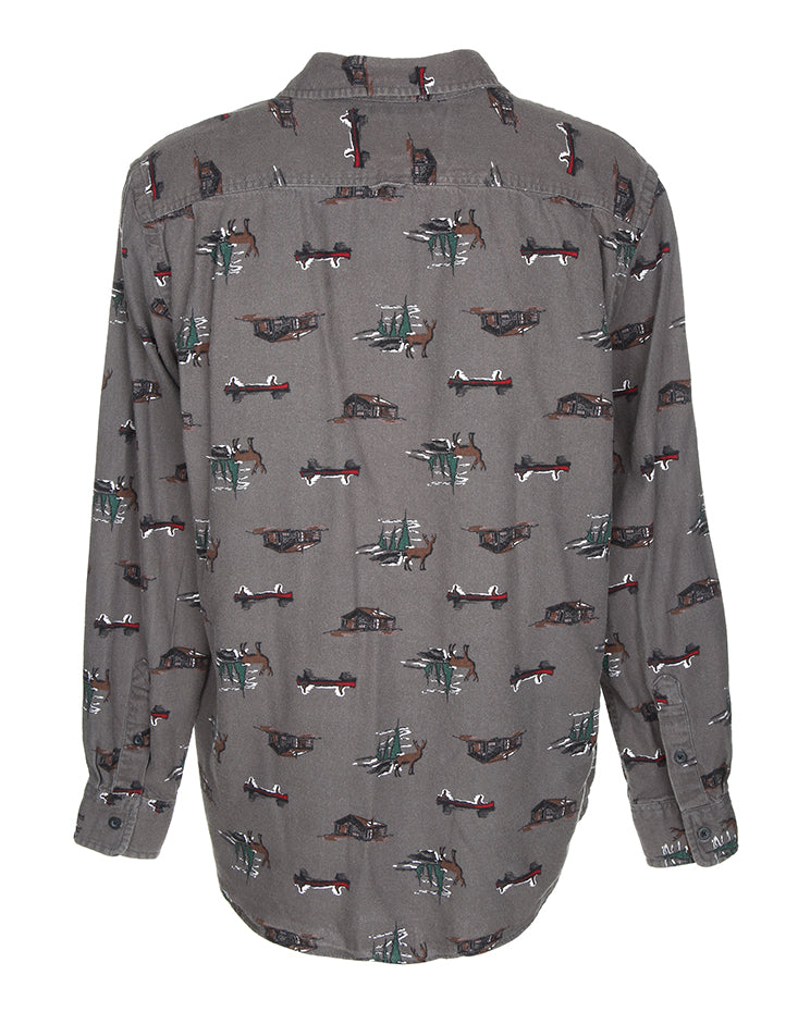 Cabin Life Print Flannel Shirt - XL