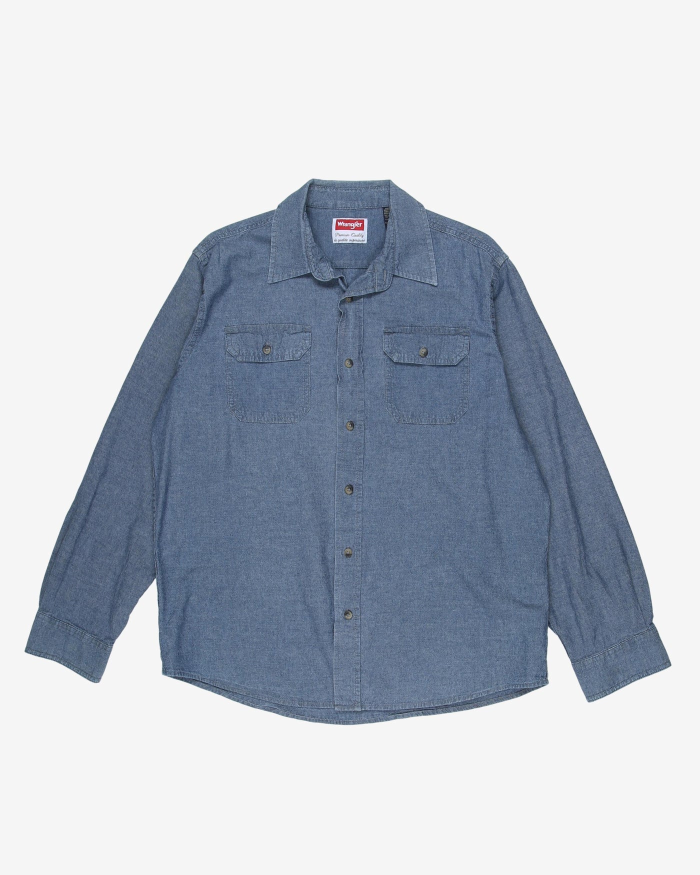 wrangler blue denim plain shirt - xl