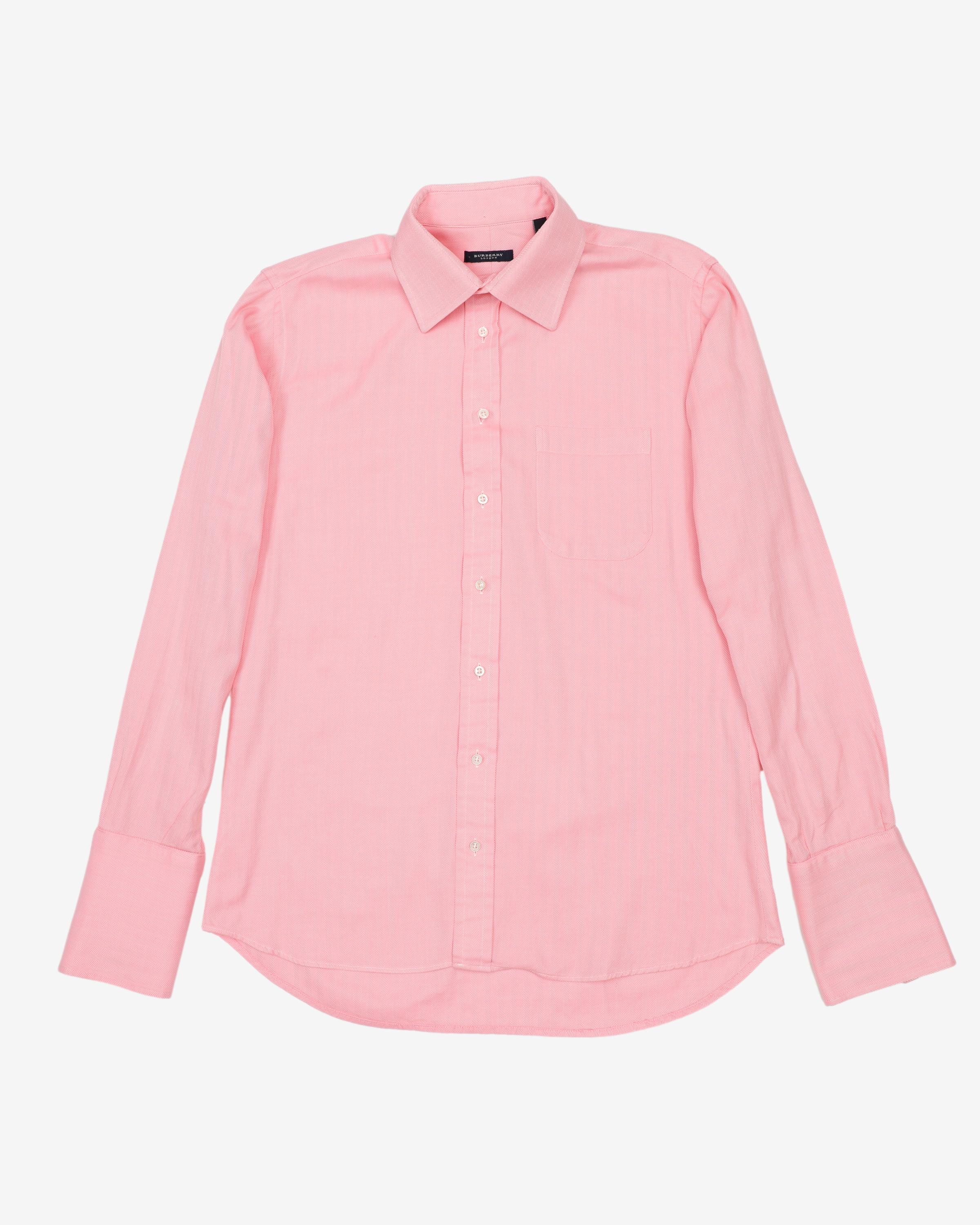 Pink burberry button up shirt on sale