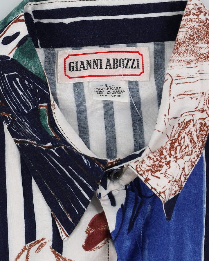 Vintage 70s Scenic Cafe Patterned Shirt - L