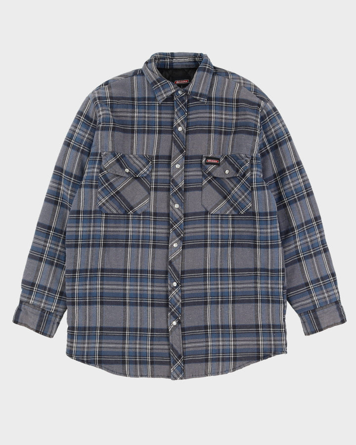 Dickies Grey Checked Flannel Padded Work Shirt - L