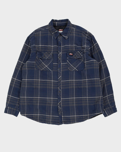 Dickies Grey And Blue Checked Flannel Padded Work Shirt - XXXL
