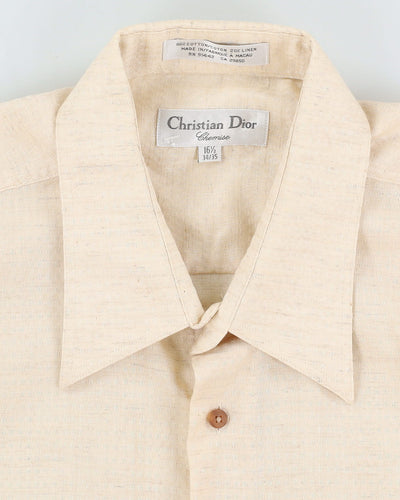90s Christian Dior Chemise Yellow Button Up Long-Sleeve Shirt - XL