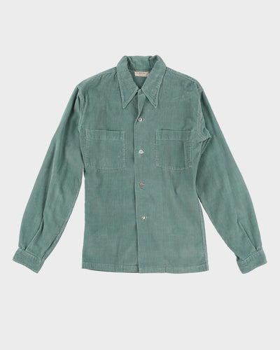 70s Arrow Light Green Cord / Corduroy Button Up Long-Sleeve Shirt - S