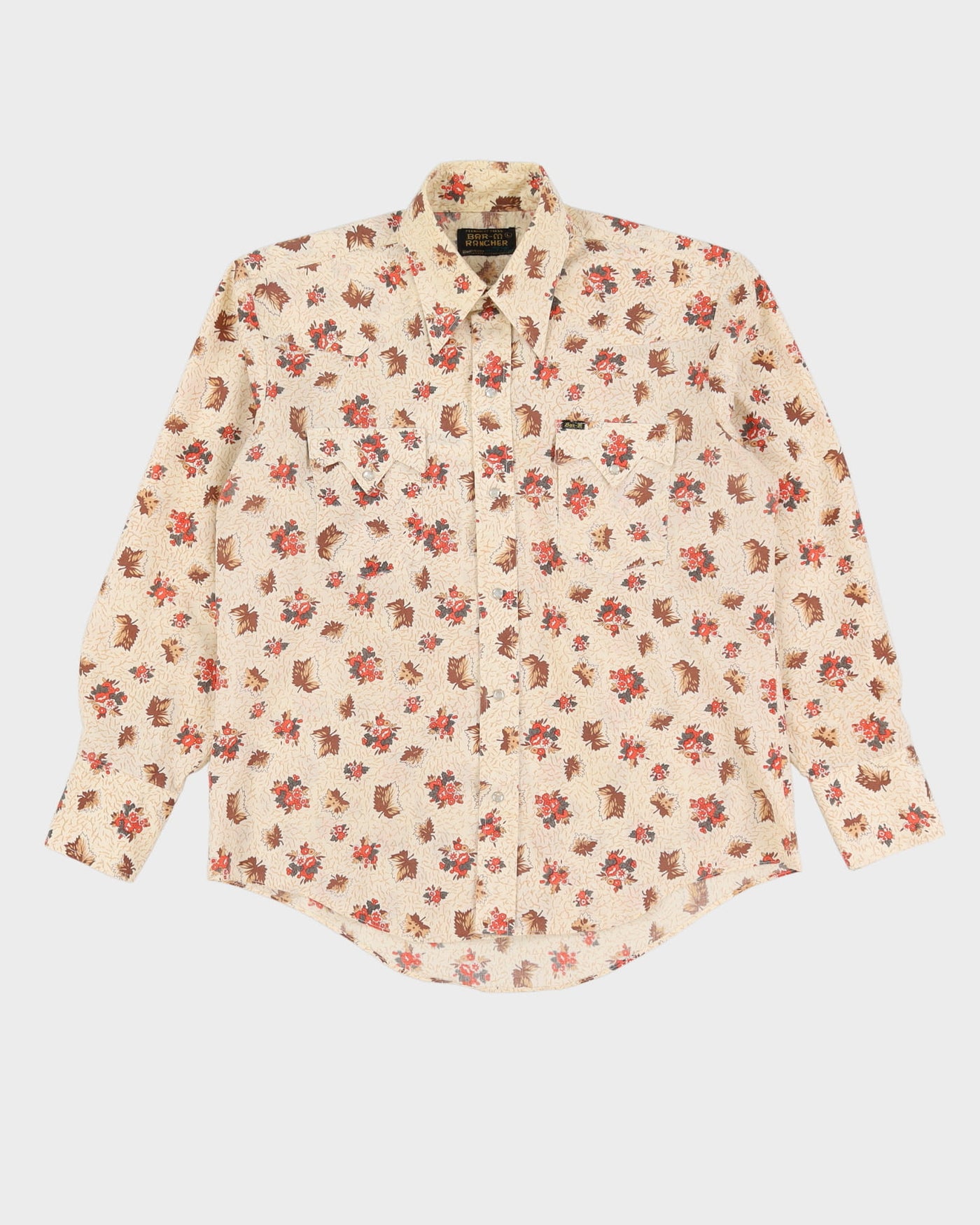Vintage 1970s Beige Floral Western Shirt - XL