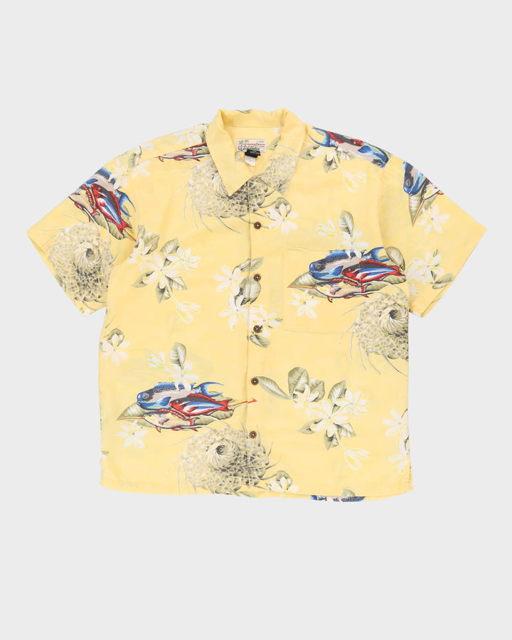 Pataloha Patagonia Yellow Fish Pattern Hawaiian Shirt - L